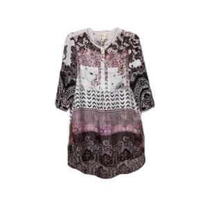 Anthropologie Fig & Flower Top Size S BOHO 3/4 Sleeve Chiffon Tunic Blouse - New